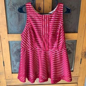 Torrid Red-Striped Peplum Blouse, size 00 (equivalent to size 10)